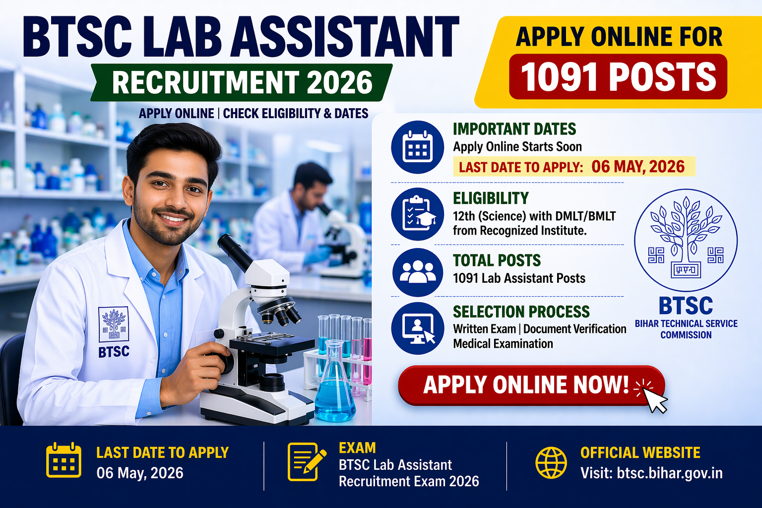 BTSC Lab Assistant Recruitment 2026